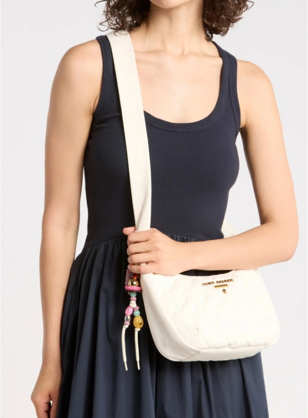 Kurt Geiger-London Angel Quilted Hobo Shoulder Crossbody Bag (Open White 🤍)